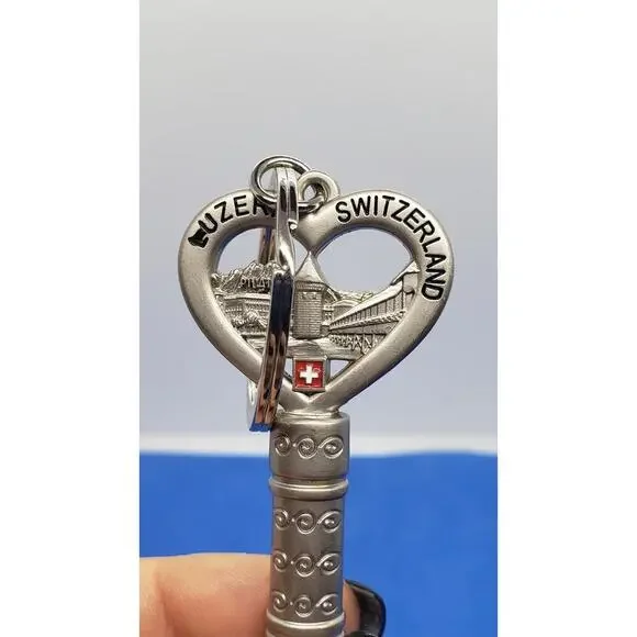 Luzern Switzerland Souvenir Keychain Whistle Swiss Flag Metal Pilatus Bridge - Picture 4 of 8